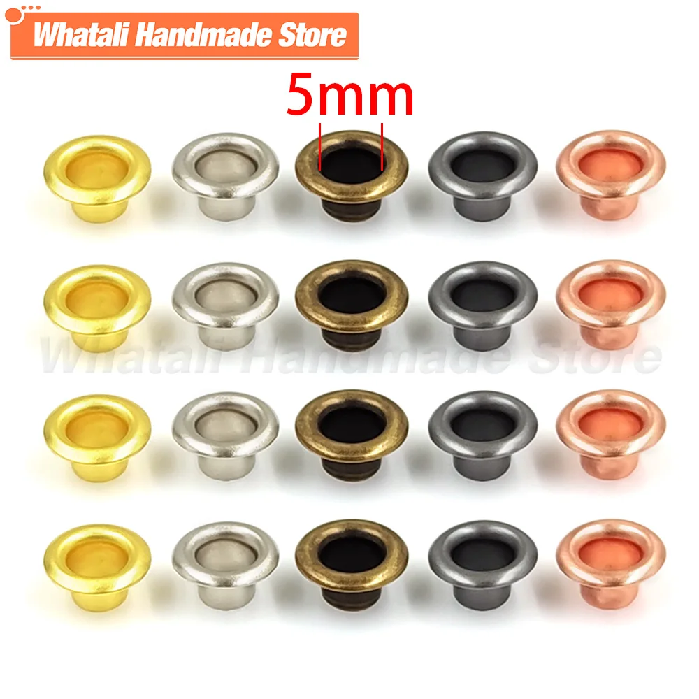 100 Sets 5mm Eyelet Grommet With Washer Round Metal Rings For DIY Leathercraft Repair Shoes Bag Clothing Belt Hat Accessories