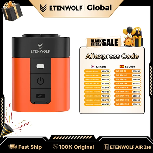ETENWOLF AIR 3SE bomba de aire eléctrica 1300mAh luz de Camping bomba al aire libre para colchón de aire flotadores de piscina almohadillas para dormir