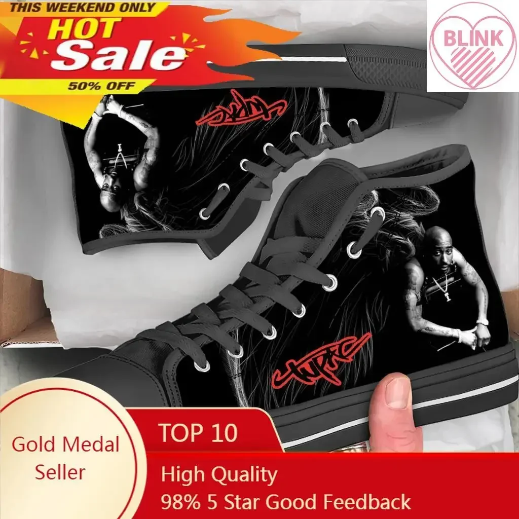 Hot Summer Rap 2pac Tupac All Eyez on Me Arrive Fashion Lightweight High Top Classic Canvas Shoes Men Women Sneakers Board Shoes