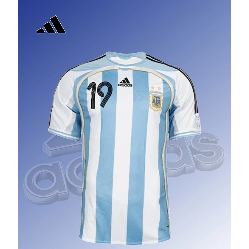 26 nat jerseyAdidas AFA 2006 Retro Messi #19 Unisex Argentina Home Fan Version Football Jersey Short Sleeve T-Shirt JN3708