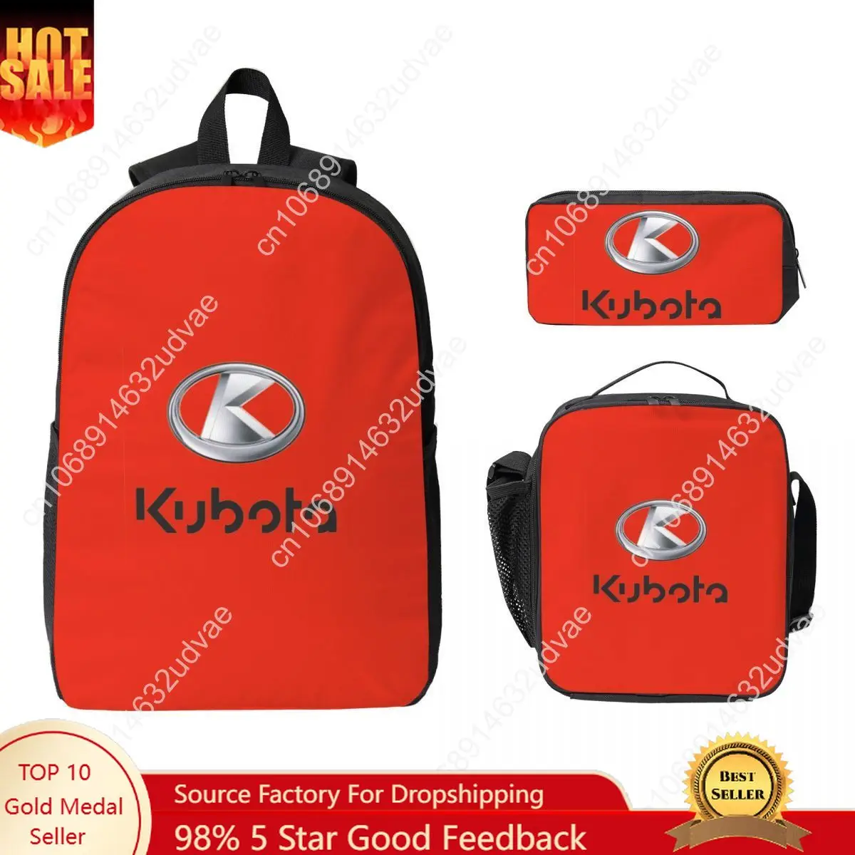 

Kubota Tractor Backpack Student Boys Girls BookBag School Bag Computer Shoulder Bags 3ps Insulated Lunch Bag Pencil Case
