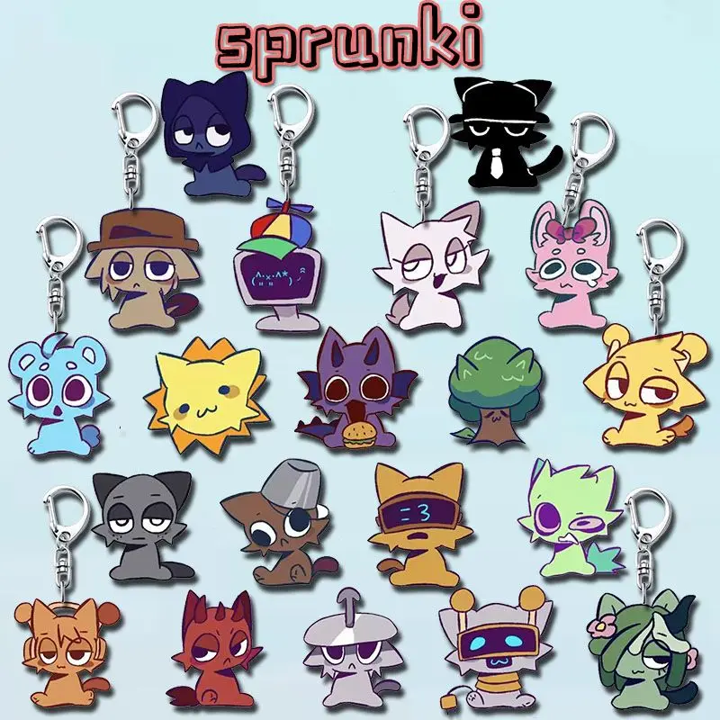 Sprunki BeatBoxes Acrylic Keychain Cute Cartoon Creativity Student Bag Mobile Phone Pendant Decor Send Gifts To Friends