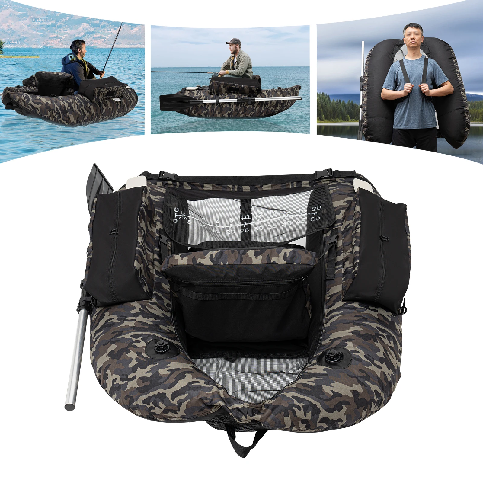 

Portable Inflatable Fishing Boat Raft Backrest Adjustable Angle Within 130kg New
