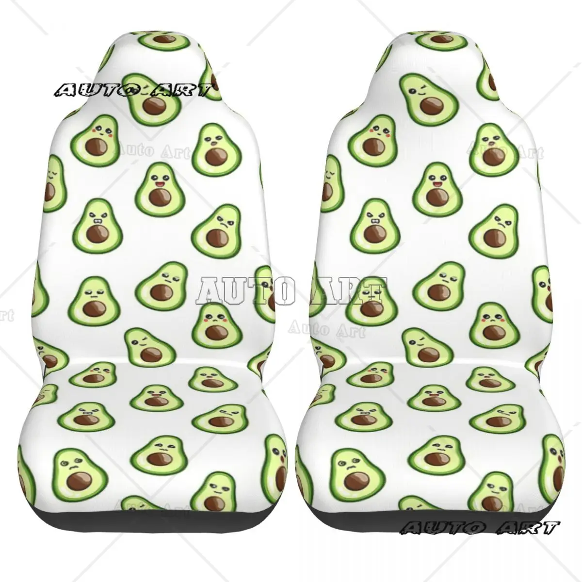 Funny Avocado Emoticons Car Seat Cover Custom Printing Universal Front Protector Accessories Cushion Set