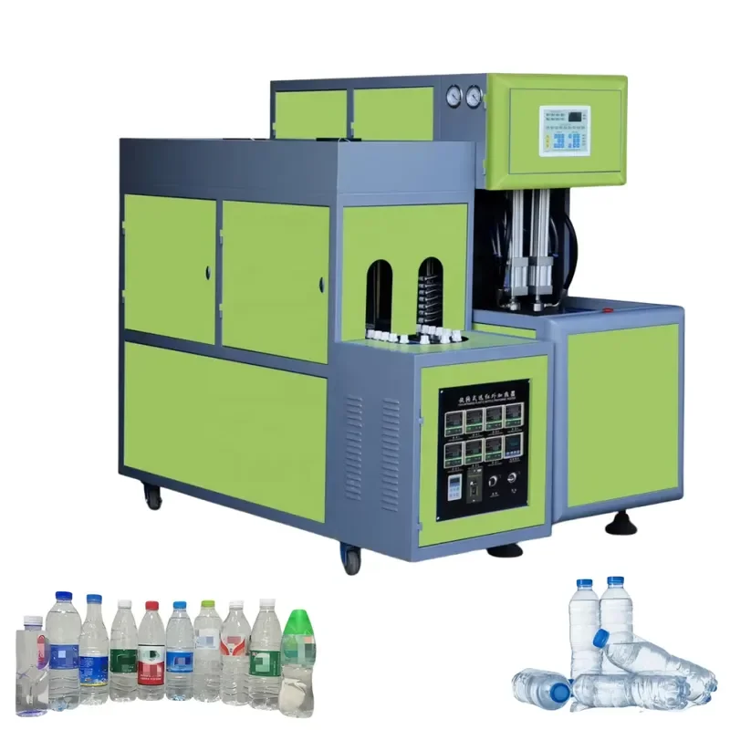 Semi-auto 2 Cavities PET Plastic Water Soda Beverage Jars Bottle Blow Molding Machine Small Business Complete Production Line