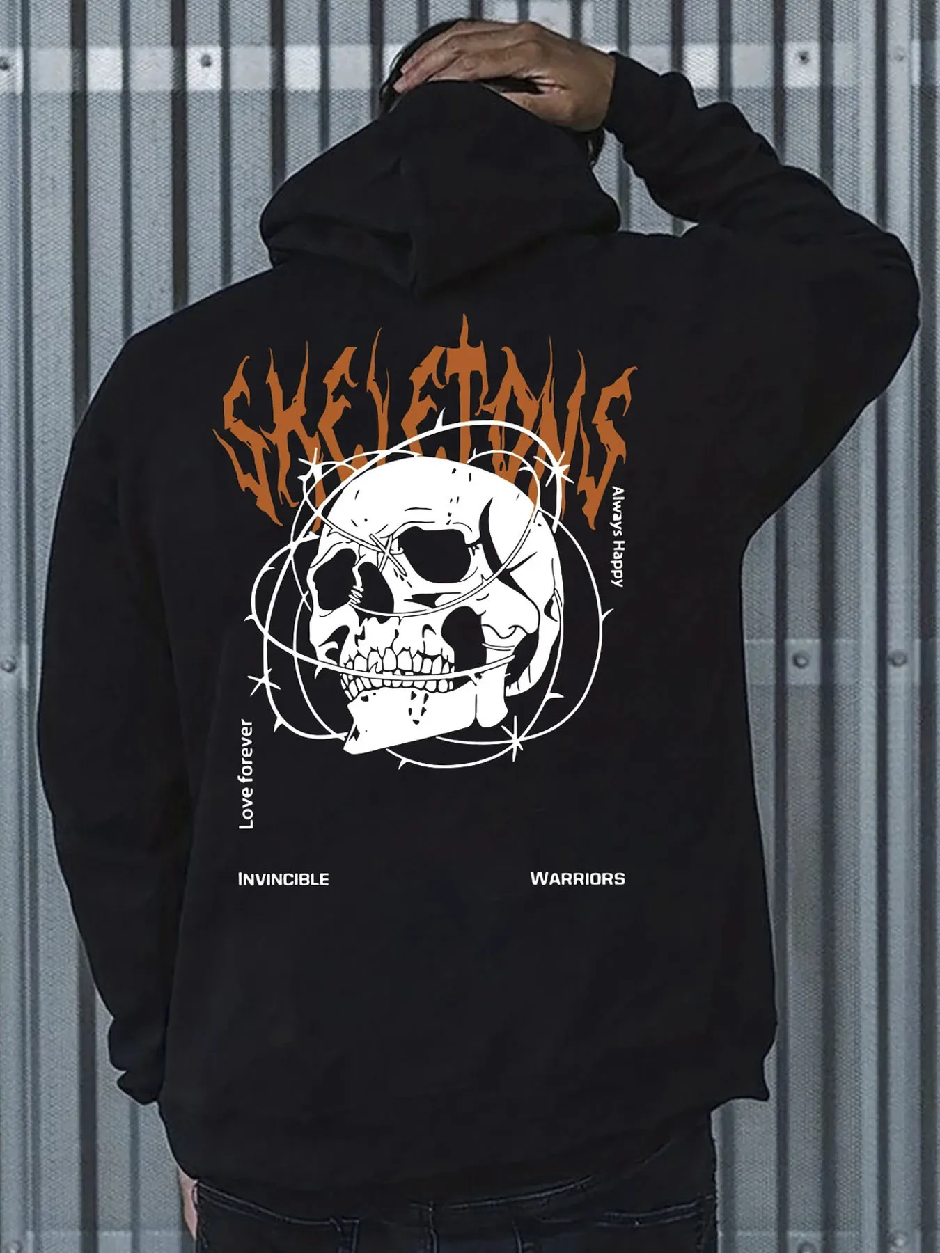 

Толстовка с капюшоном, повседневная и свободная толстовка с капюшоном и принтом черепа, модная рубашка с капюшоном на шнурке, передний карман-кенгуру