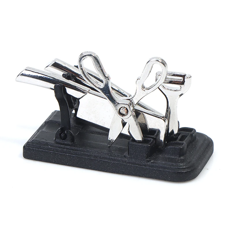 1:12 Dollhouse Miniature Kitchen Knife Set Mini Scissor Peeler Cooking Utensils With Holder Model Kitchen Living Scene Decor Toy
