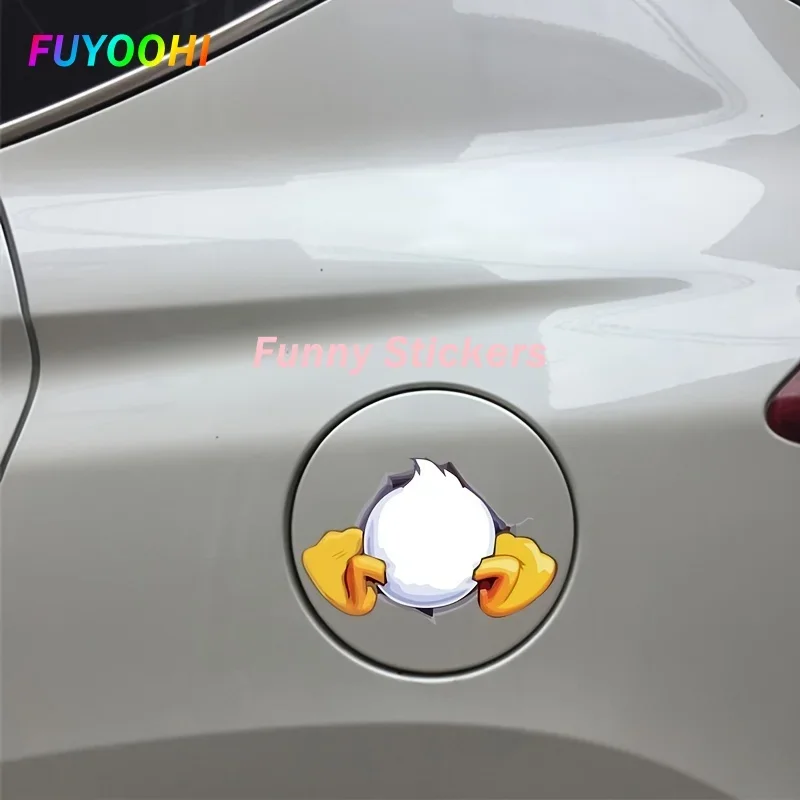ملصقات السيارات الفينيل FUYOOHI تضيف بعض متعةًا في رحلتك مع ملصق سيارة عاكس لمؤخرة البط الكرتونية!