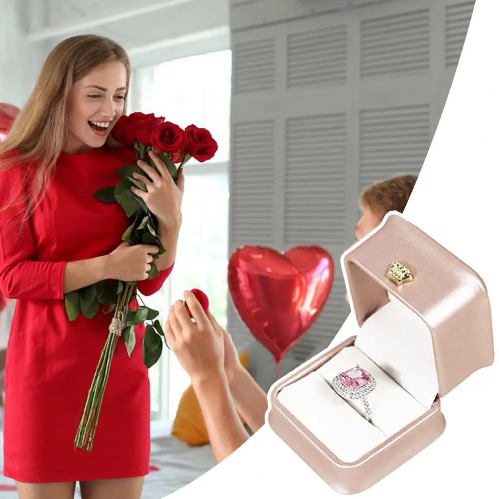 Estuche de almacenamiento portátil, organizador de joyas compacto a prueba de arañazos, caja de anillos con forro de terciopelo suave para