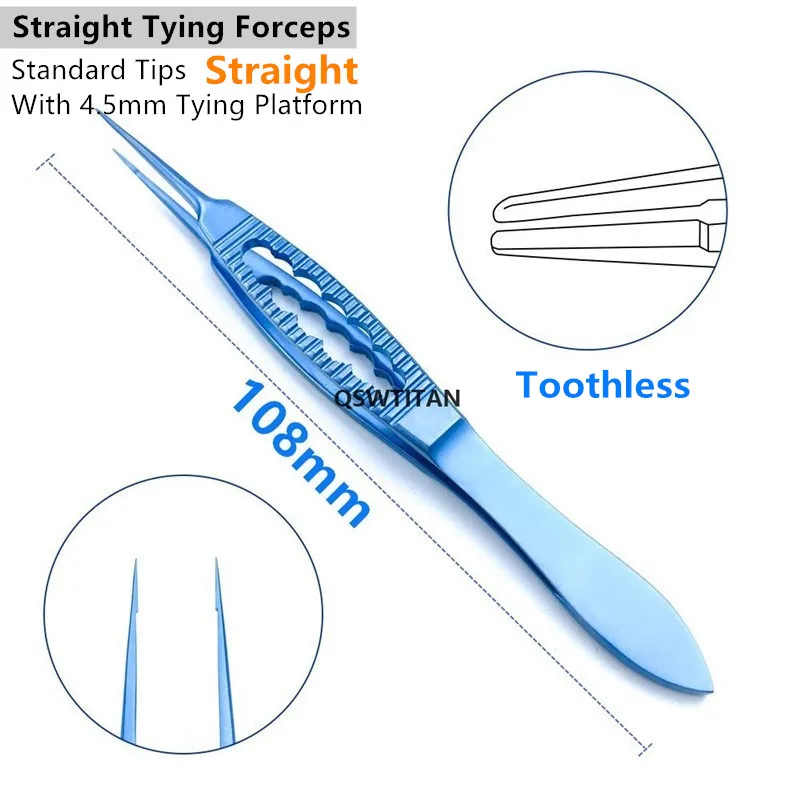 眼科用ピンセット：眼科手術用の歯付きチタン製結紮鉗子