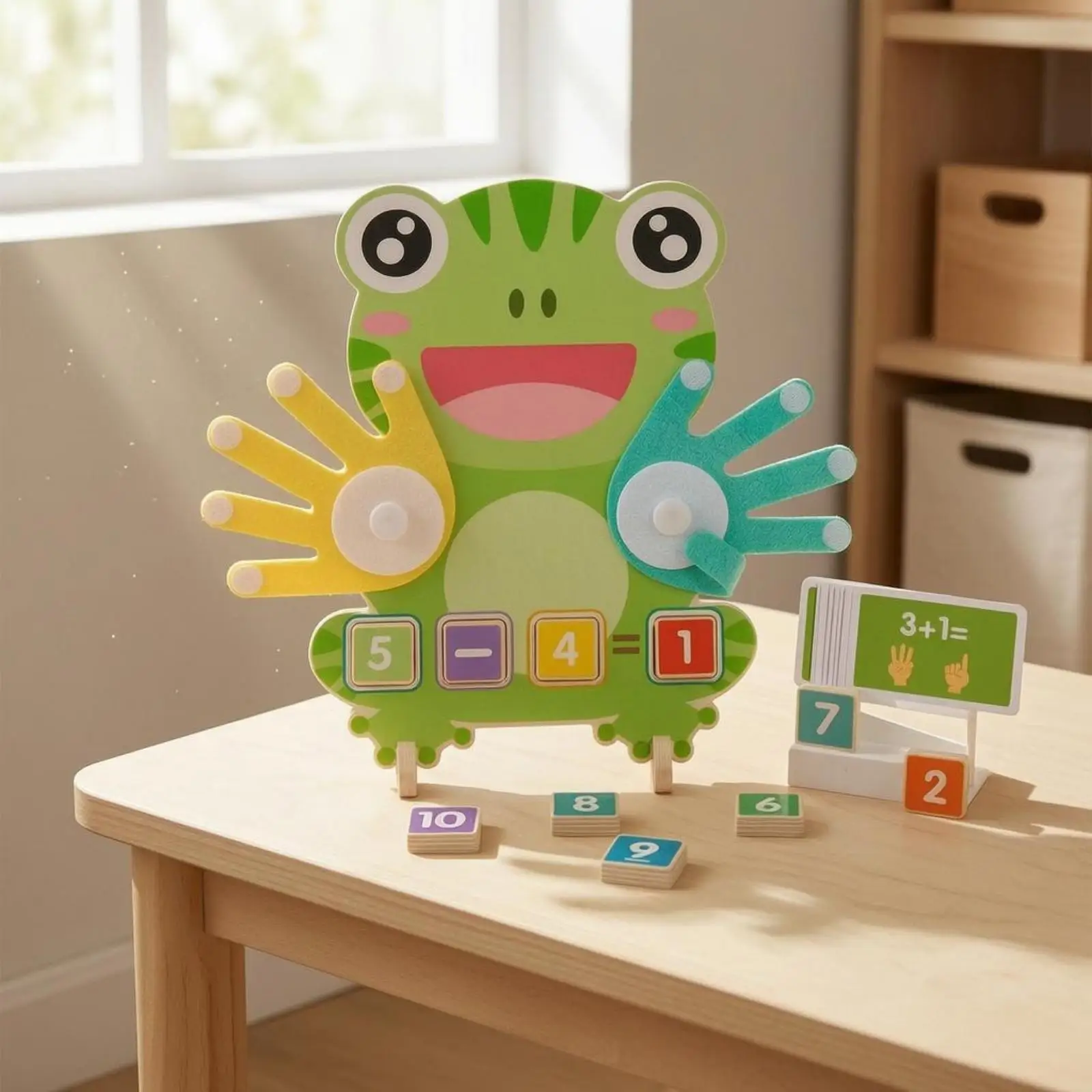 Frog Arithmetic Board Hand-Shaped Counters Frog Counting Board Printed Numbers Kids Learning Playset for Children