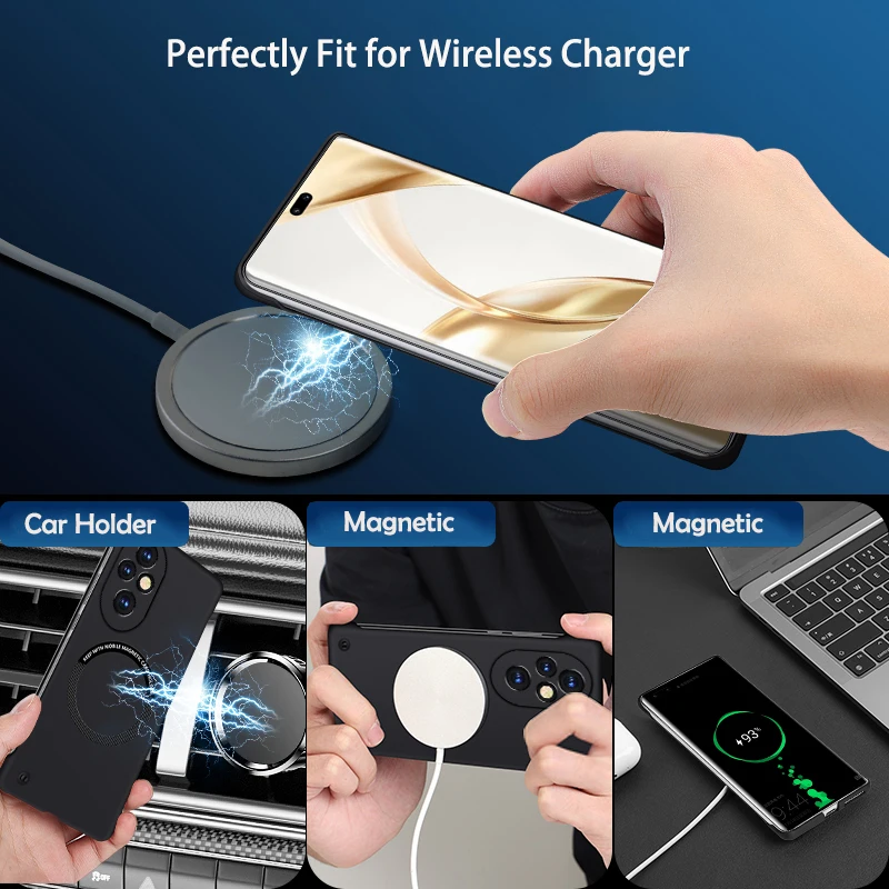 رقيقة جدا المغناطيسي فرملس الجلد يشعر جراب هاتف ل الشرف 300 200 100 90 80 70 60 50 X9C الذكية ماجيك 6 7 لايت برو غطاء نحيف #4