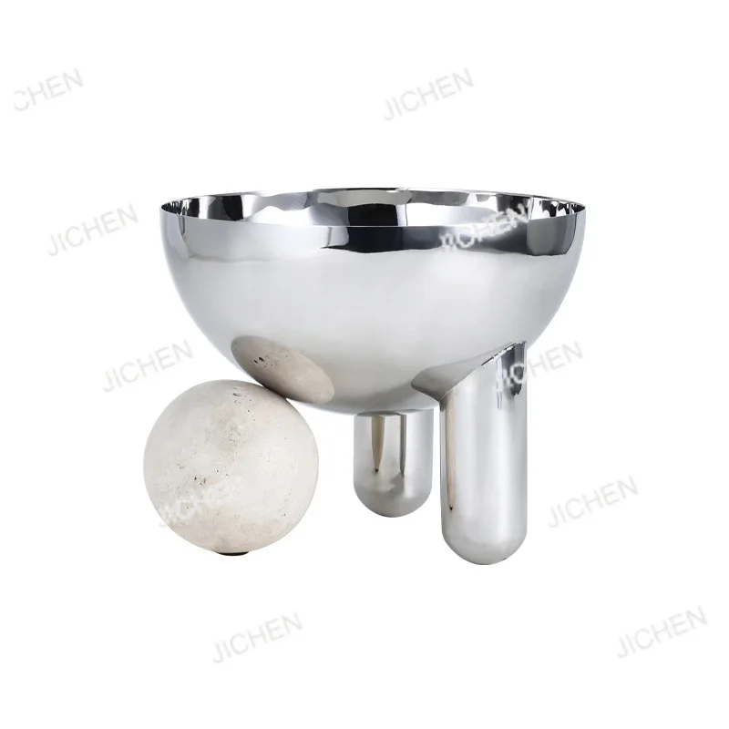 

Легкая роскошная фруктовница из пищевой нержавеющей стали на высокой ножке, металлическая тарелка для дома, практичное украшение.