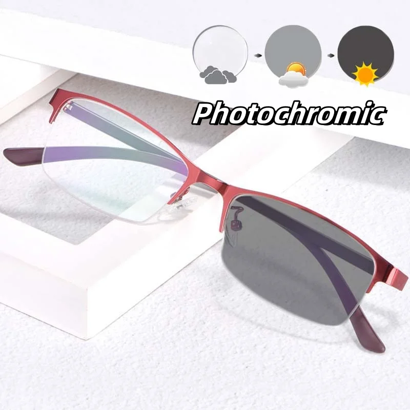 

Fashion Luxury Women Businesss Color Changing Eyewear Ultra Light Square Frame Near Sight Eyewear Eye Protection Goggle To -4.0