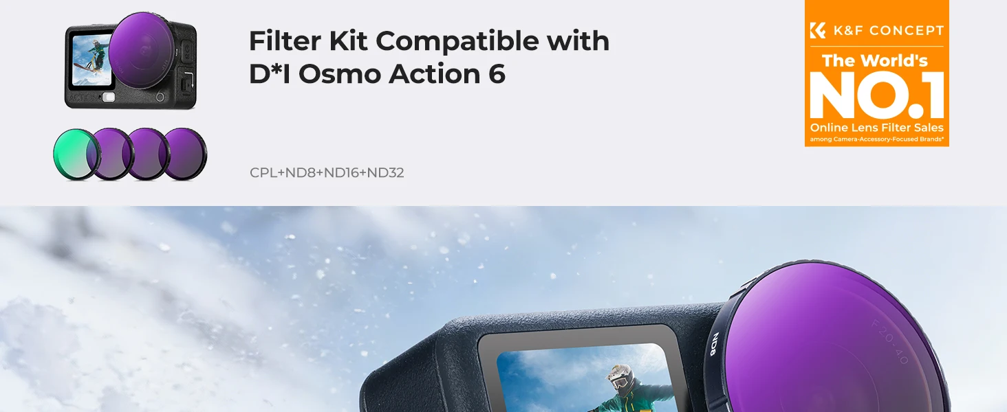 K&F CONCEPT Snap On CPL ND8 ND16 ND32 ND64 Schwarzdiffusionsfilter 1/4 Filterset für DJI Osmo Action 6 HD optisches Glas Mehrfac – Detail 20