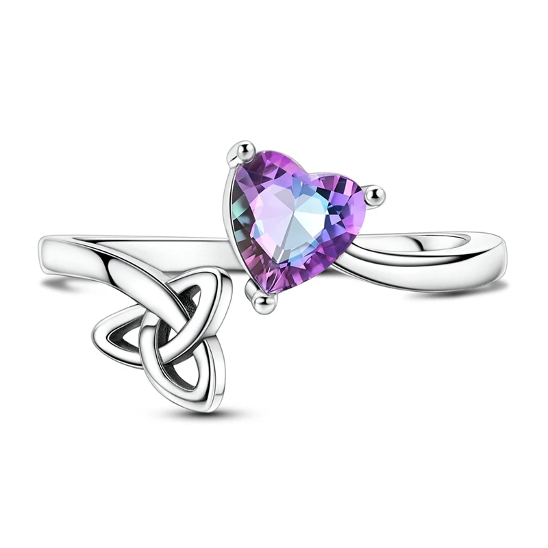 Women's Blue Star Clover Adjustable Ring, 925 Sterling Silver