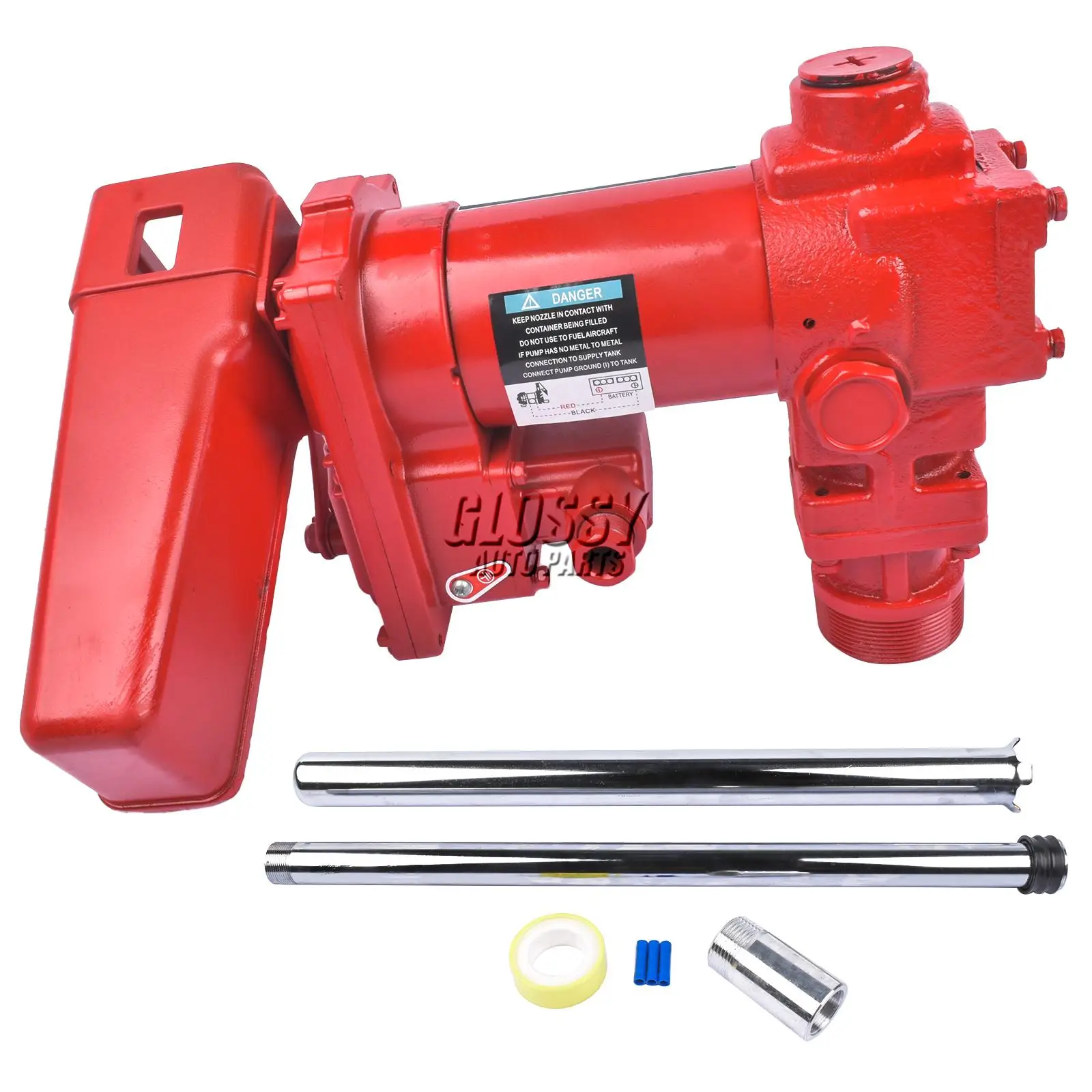 AP03 Fuel Transfer Pump 12V DC 15GPM for Gas Gasoline Kerosene Car Truck Tractor Red