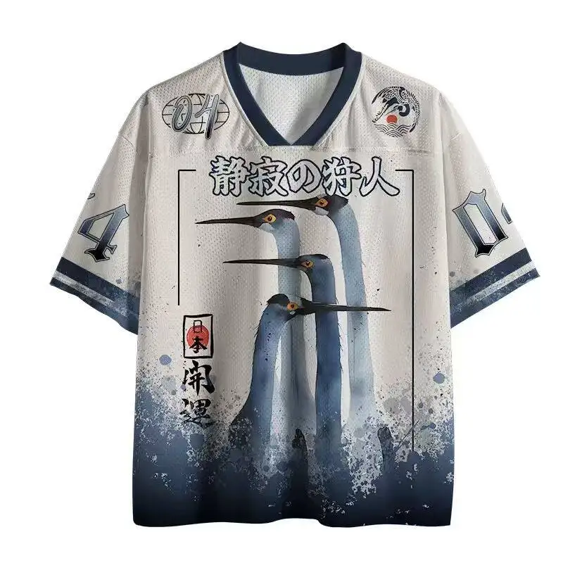 Y2K Japanese Crane Pattern 3D Shirt Harajuku Children's Unisex 