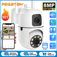 8MP HD Wifi Surveillance PTZ Camera Outdoor 4MP Dual Lens Dual Screen AI Auto Tracking IP Security Protection Camera CCTV Video