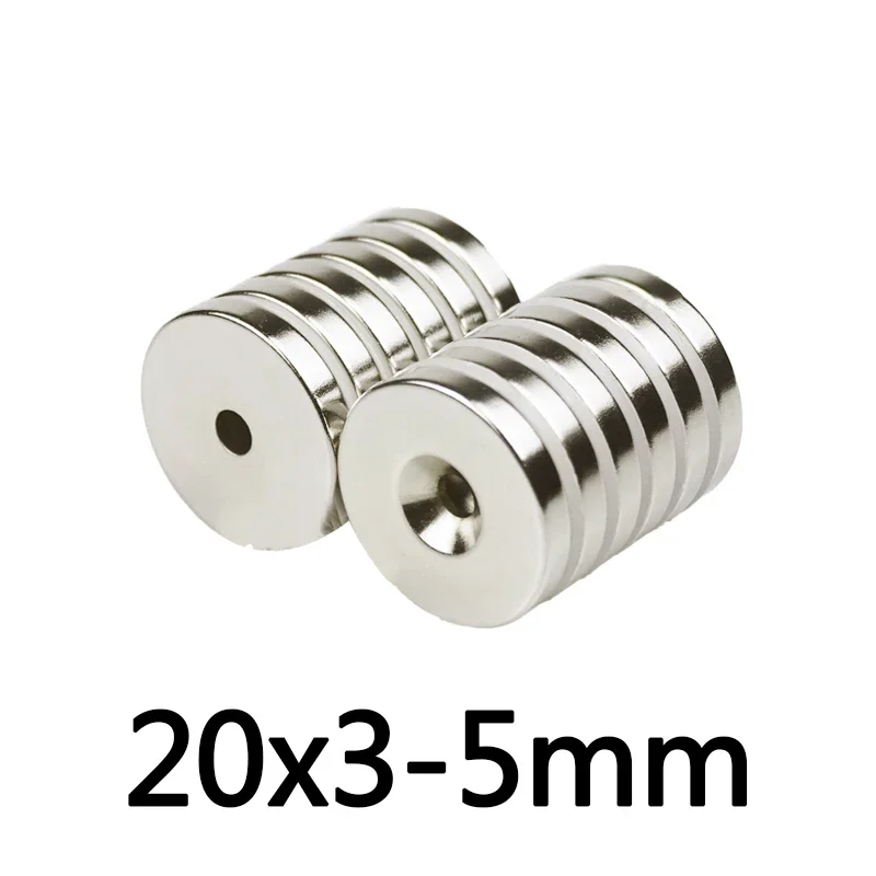 20x5-5 N45 NdFeB Hole 5 Neodymium generate Magnet Super Powerful Ebike Round Countersink  Disc Magnetic Ring Screw Strong