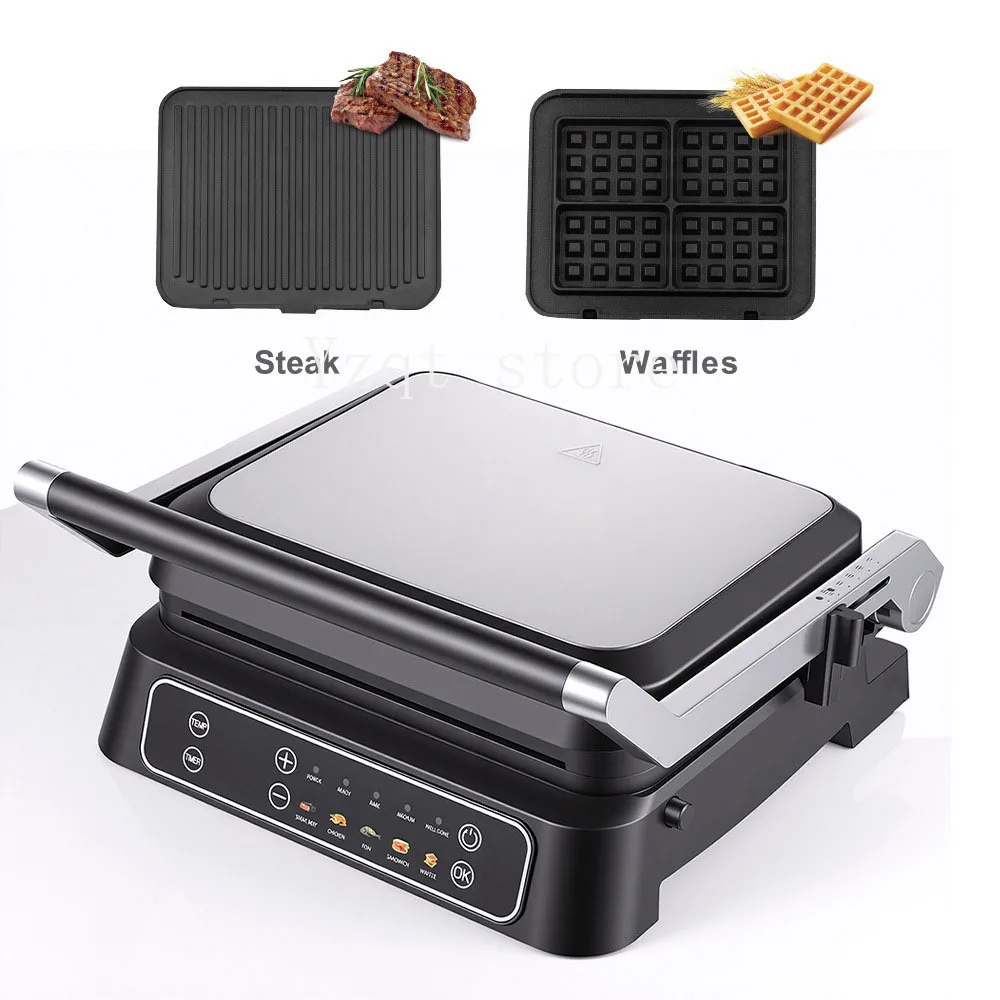 Cross-border 2-in-1 Steak Machine Sandwich Machine Waffle Machine Detachable Smart Display Breakfast