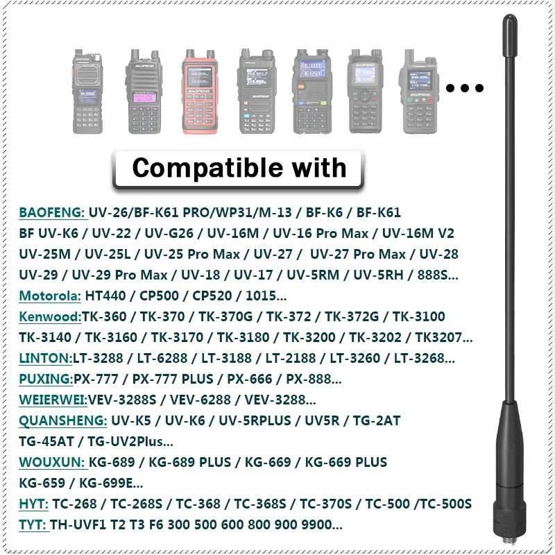 Baofeng UV-26 Antenna Original SMA-F Dual Band VHF UHF Flexible Soft Antenna For UV-K6 UV-5RH Pro UV-21 Pro UV-25 Two Way Radios