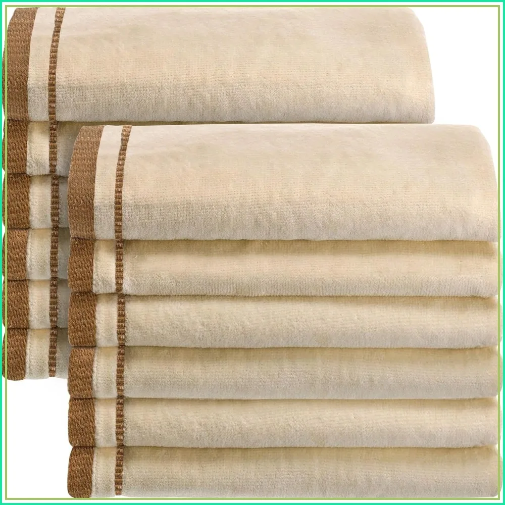 

Creative Scents 100% Cotton Velour Fingertip Towels - 12 Pack 11x18 Inch, Extra Absorbent and Soft Decorative Face Towel for Bathroom