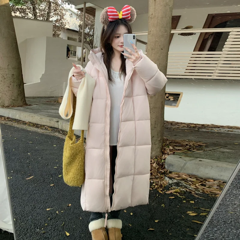 

Parkas Knee Length Coats Women Jackets Full Sleeve Hooded Thick Warm Y2k Streetwear Solid Elegant Jacket Work Autumn Winter