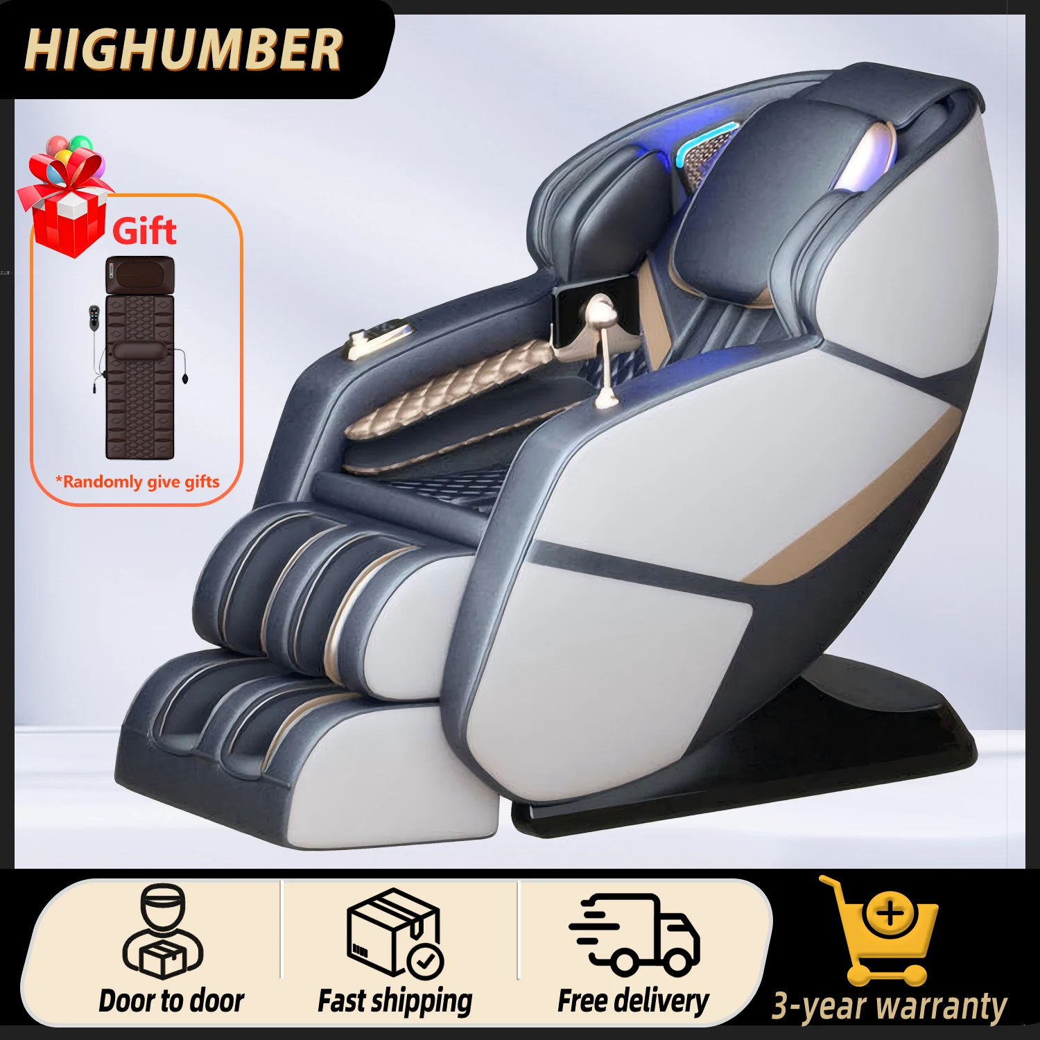 Massage Chair Zero Gravity Full Body Massage Recliner Touch Screen Handrail Control Bluetooth Music 4D 3D Luxury Massage Chair