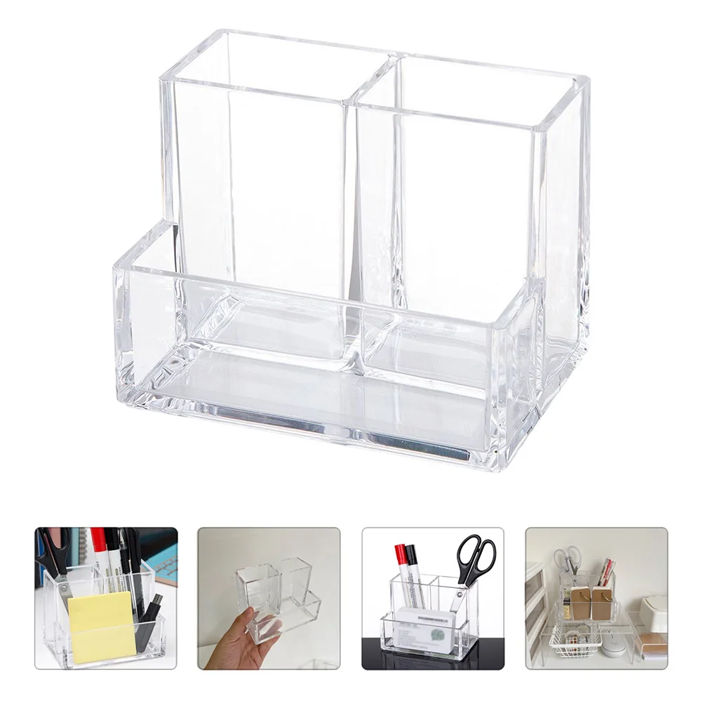 

1Pcs Acrylic Pen Container Desktop Storage Box Large Capacity Compartment Organizer for Kids Students Teachers Practical