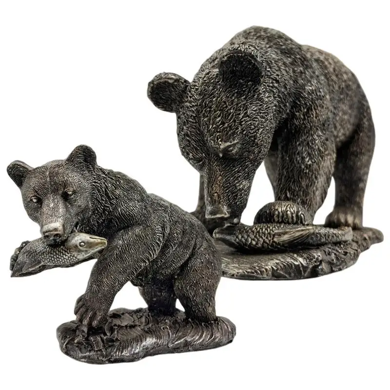 Black Bear Ornaments Tabletop Decoration Resin Simulated Ornaments Black Bear Yard For Home Rustic Decor Garden Lawn Yard