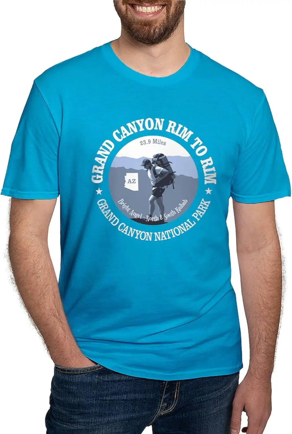 CafePress Grand Canyon Rim to Ri Men's Fitted T Shirt (Dark) Men's Fitted Graphic T-Shirt