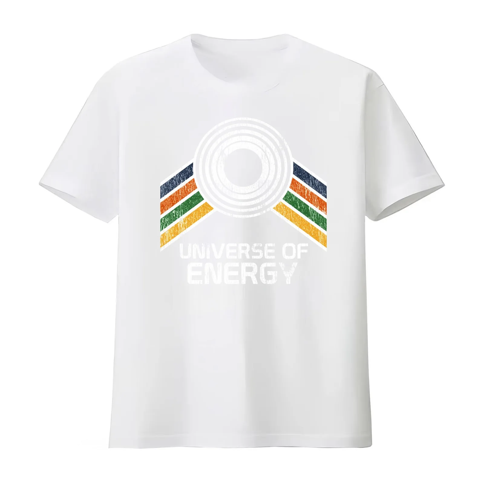 Universe of Energy Logo in Vintage Distressed Style T-Shirt Summer Casual Cotton Tee Oversized Streetwear Tops 100% Cotton