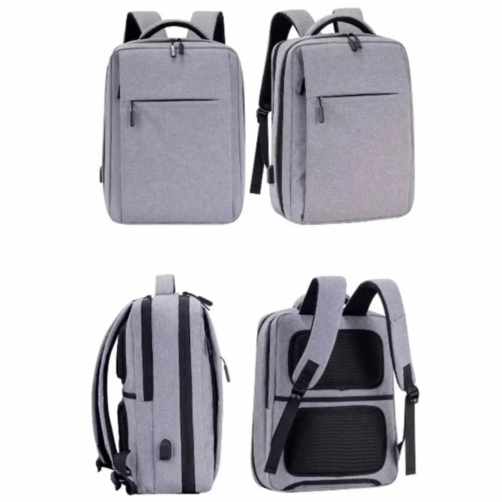 Solid Color Laptop Backpack Water-Resistant Fits 15.6 Inch Business Backpack Double-layer 180 °opening Travel Daypack