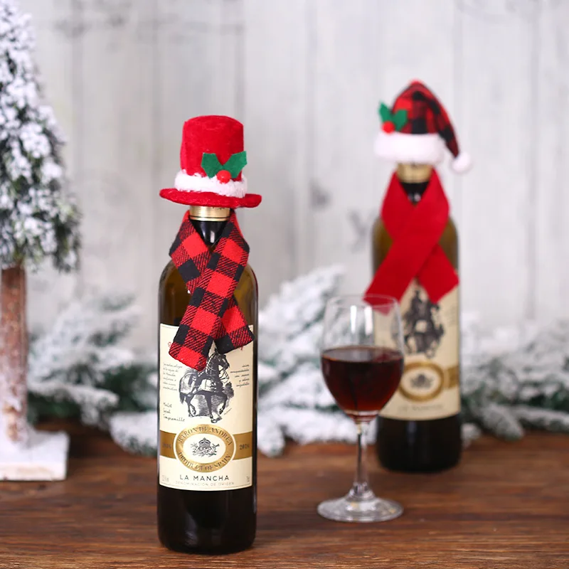 Christmas Wine Bottle Cover Merry Christmas Decoration for Home Red Wine Bottle Bag Xmas New Year Dinner Table Decor Navidad