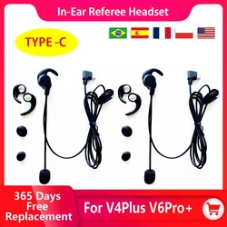 HIFI Soccer In-ear Referees Headphone Type-C for EJEAS V6 PRO+/V4 Plus Motorcycle Helmet Bluetooth Intercom Headset