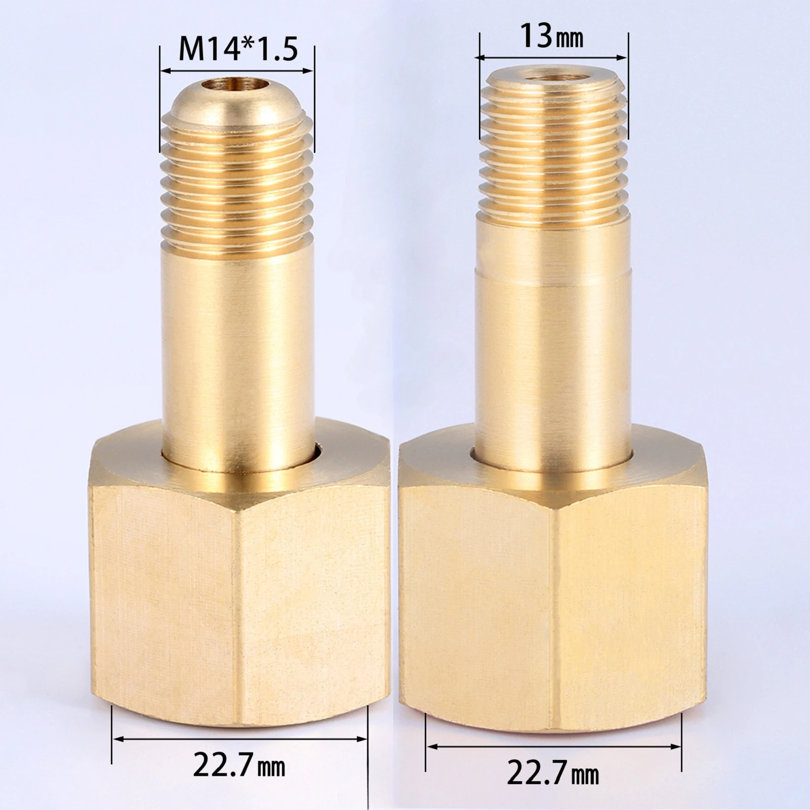 1Pc Brass Valve Adapter Connector for Oxygen Cylinder Fitting Female G5/8 22.7mm To Male M14*1.5 / NPT1/2 13mm 3000PSI Regulator