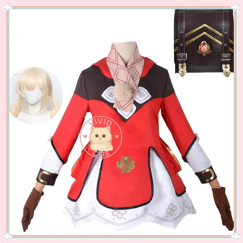 

Genshin Impact Klee Костюмный комплект Лоли с рюкзаком Косплей Наряд для девочек Симпатичные и пушистые игры на талии Cabidax;2,f;5.