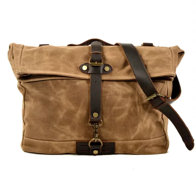 

Waterproof wax canvas bag retro messenger bag casual motorcycle men's shoulder bag locomotive men's side package poor package