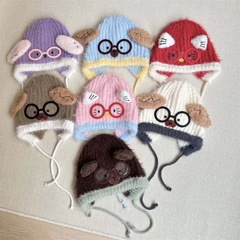 

Winter autumn and winter cartoon knitted wool thermal hat princess hat windproof modeling boy ear protection girl girl cute