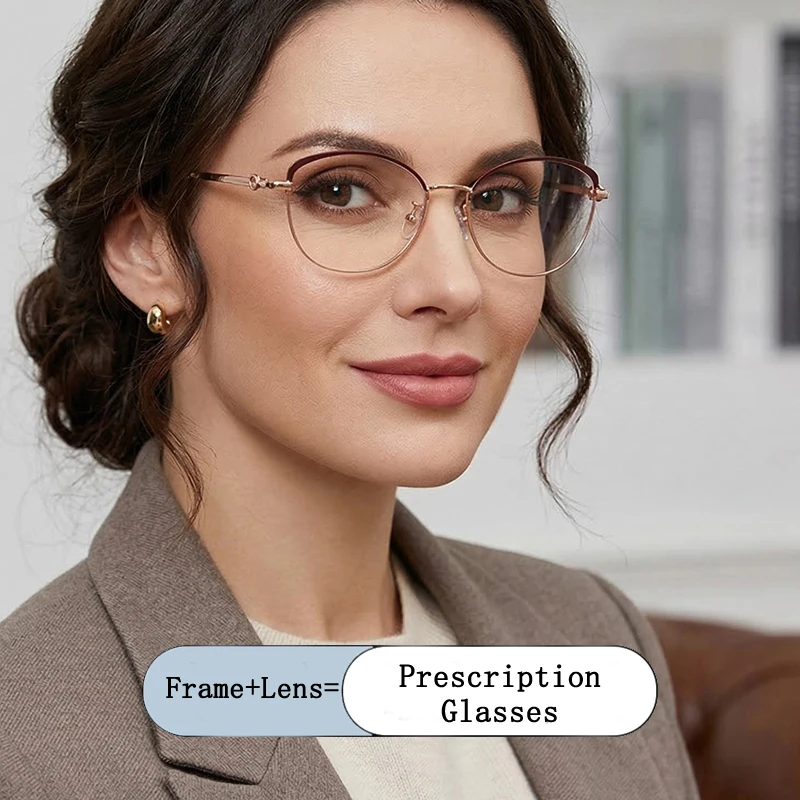 

New Vintage Brand Women Round Small Frame Photochromic Prescription Glasses Anti Blue Ray Hyperopia Myopia Astigmatism Eyewear