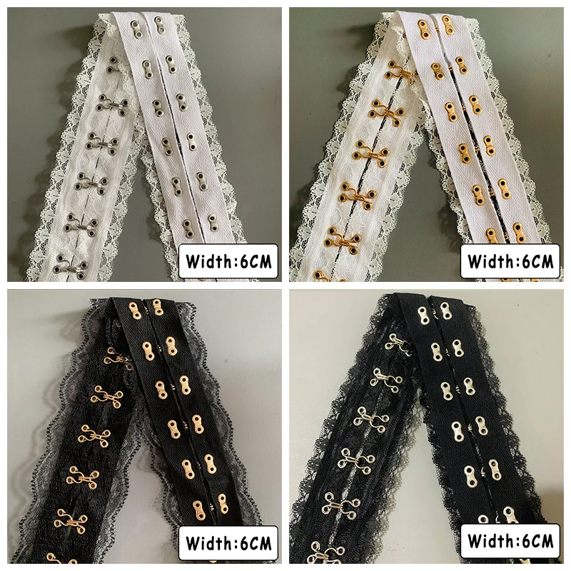 Single Side Lace Trim Pearl Flower Fabric Snap Buttons 6cm Wide Cotton Webbing Buckle DIY Clothing Skirt Hem Edging Accessories