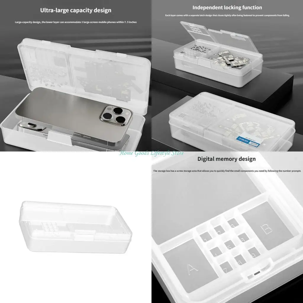 E74E Double Layer Plastic Tool Organizers Box With Individual Lock Buckle for Home