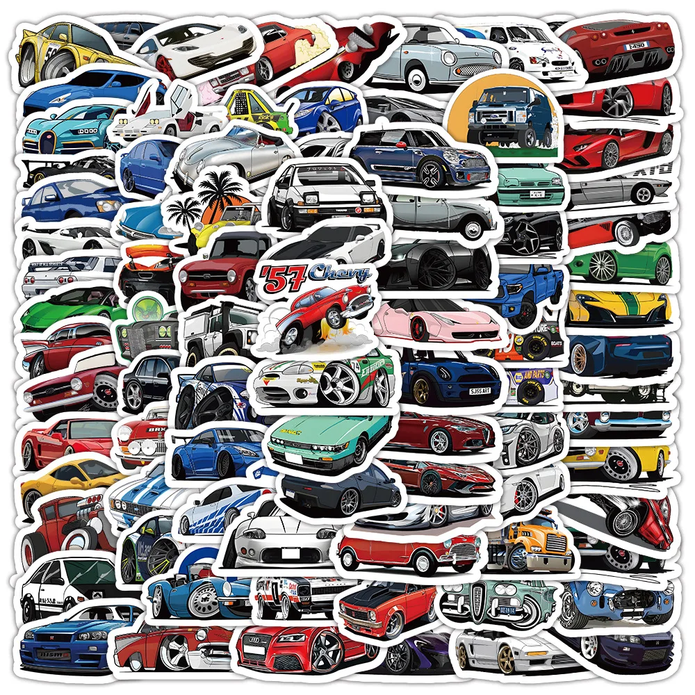 10/50/100 Pcs Retrofit Racing Car Graffiti Stickers Laptop Guitar Luggage Bike Skateboard Waterproof Sticker Decal Kid Toy