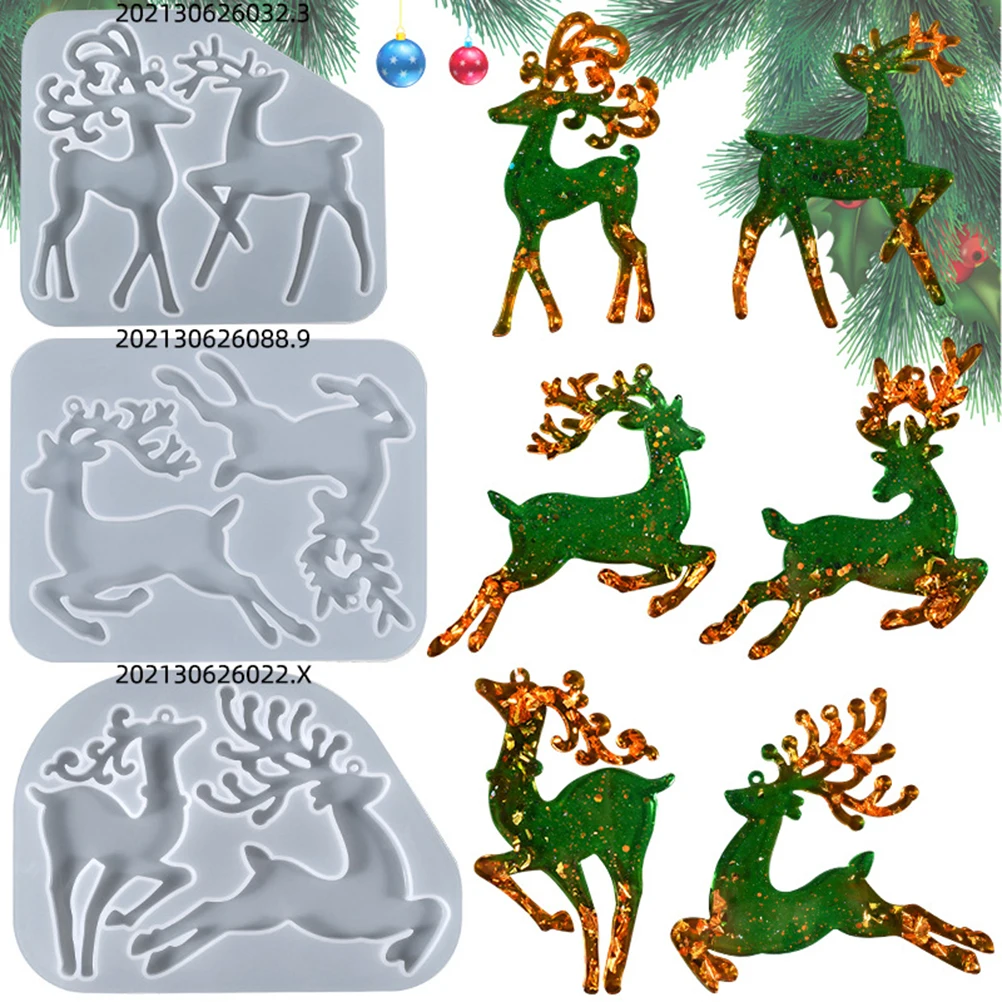 

Christmas Mold 3pcs Elk Shaped Silicone Moulds for Christmas Tree Decoration DIY Crafts Gifts