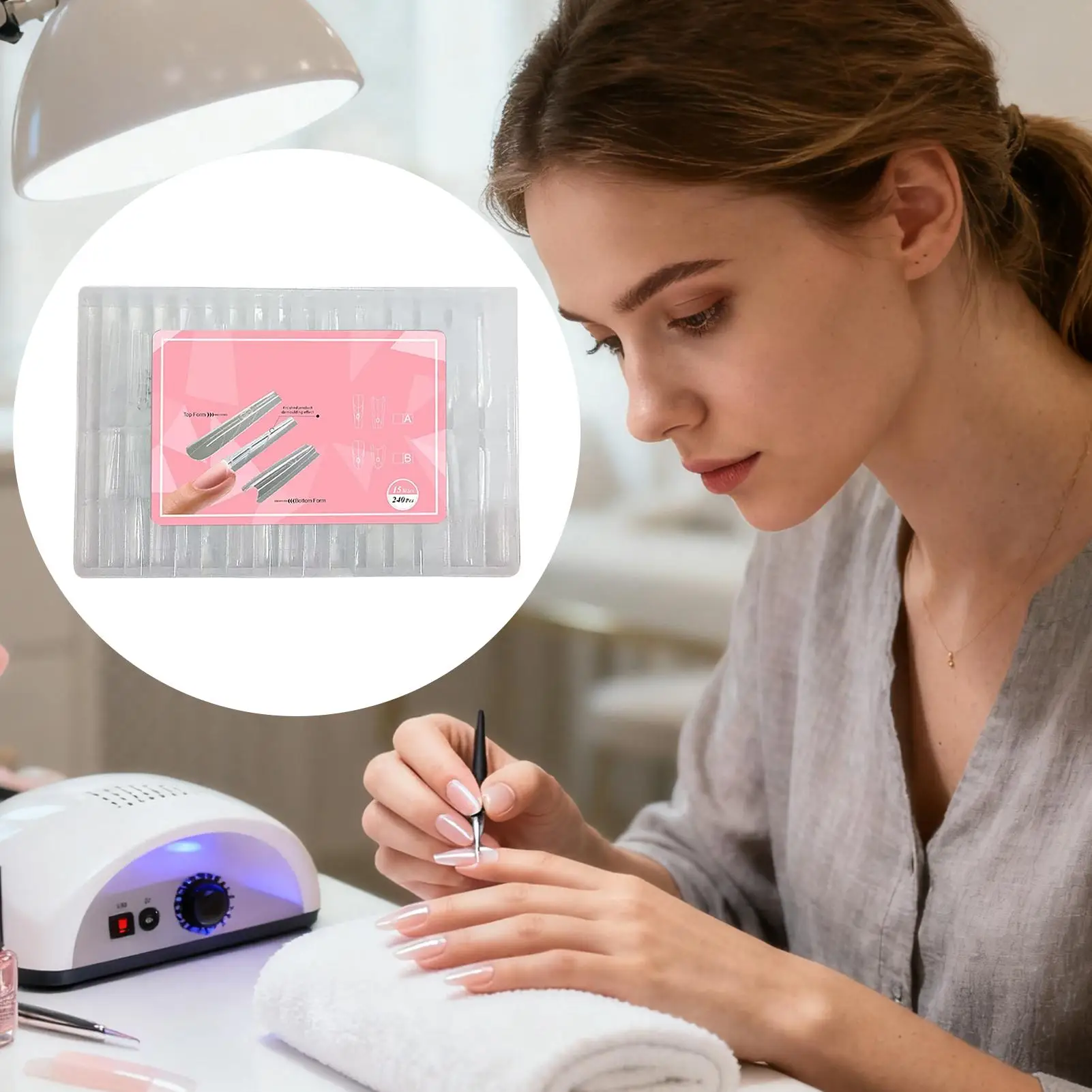 240-teiliges Form-Nagelverlängerungsset, klare Nagelformen, transparente Nagelschablonen für modische Schönheit, Maniküre, tägliches Styling