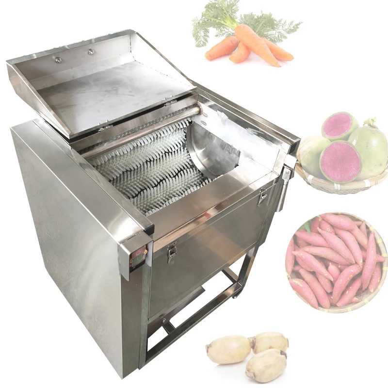 Professional Vegetable Fruit Brush Washing Machine Chili Potato Carrot Peeling Cleaning Machine