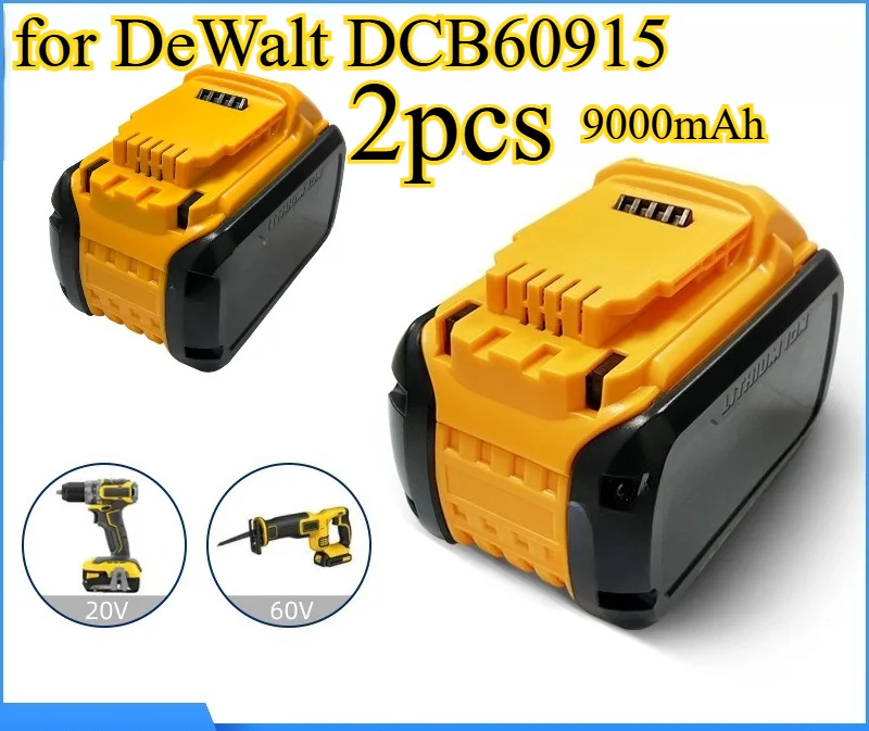 

2pcs 9000mAh Replacement Battery for DeWalt DCB60915-Cell 21700 Li-ion Battery Pack Compatible with Power Tools Extended Runtime