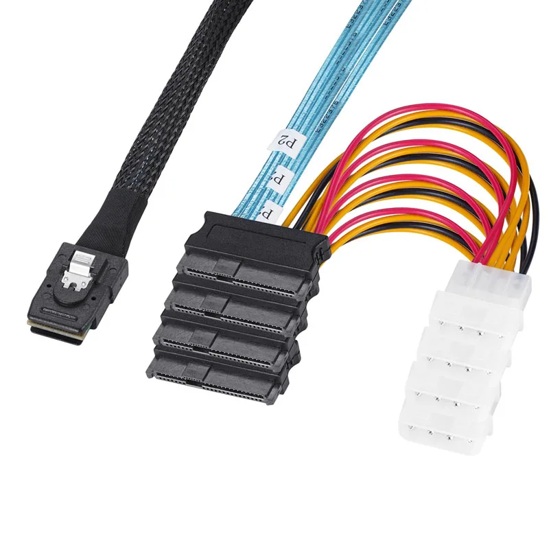 

0.5m/1m Mini SAS Cable SFF 8087 To 4 SFF-8482 Large 4PIN 15pin Power Hard Disk Data SFF-8087 Host To 4 SAS 29Pin SFF8482 Cable