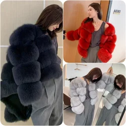 2024 New Style Fur Coat Woman Real Fox Fur Coat Collar Hood Full Length Sleeves Natural Fur Jacket Autumn And Winter Clothing